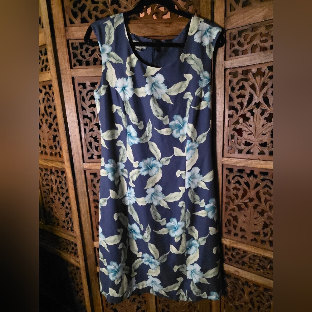 Tommy Bahama Navy and Green Floral Midi Dress